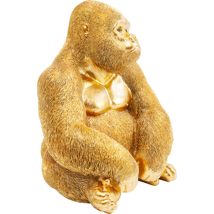 Deco Figurine Monkey Gorilla Side Medium Gold 39cm