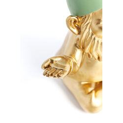 Deco Figurine Zwerg Meditation Gold Green 19cm