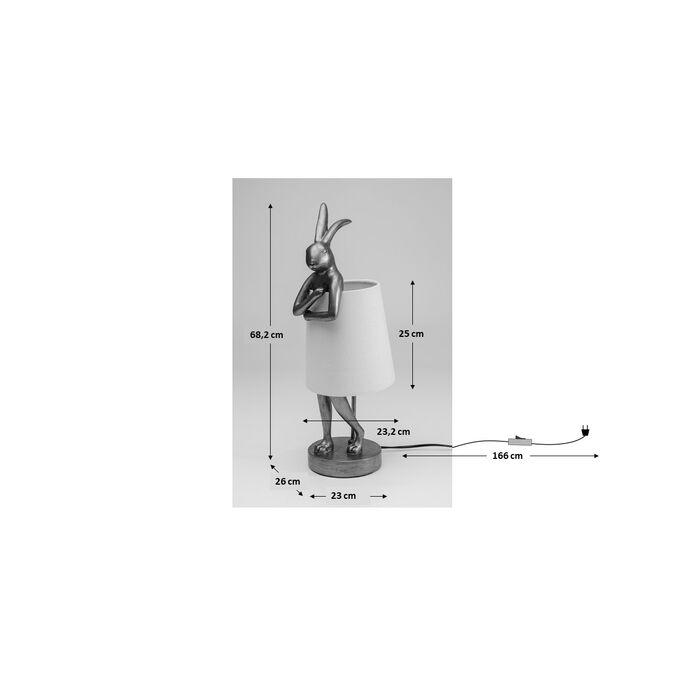 Tischleuchte Animal Rabbit Weiß/Rosa 68cm