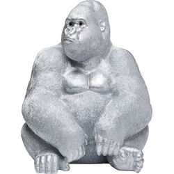 Deco Figure Monkey Gorilla Side XL Silver Matt