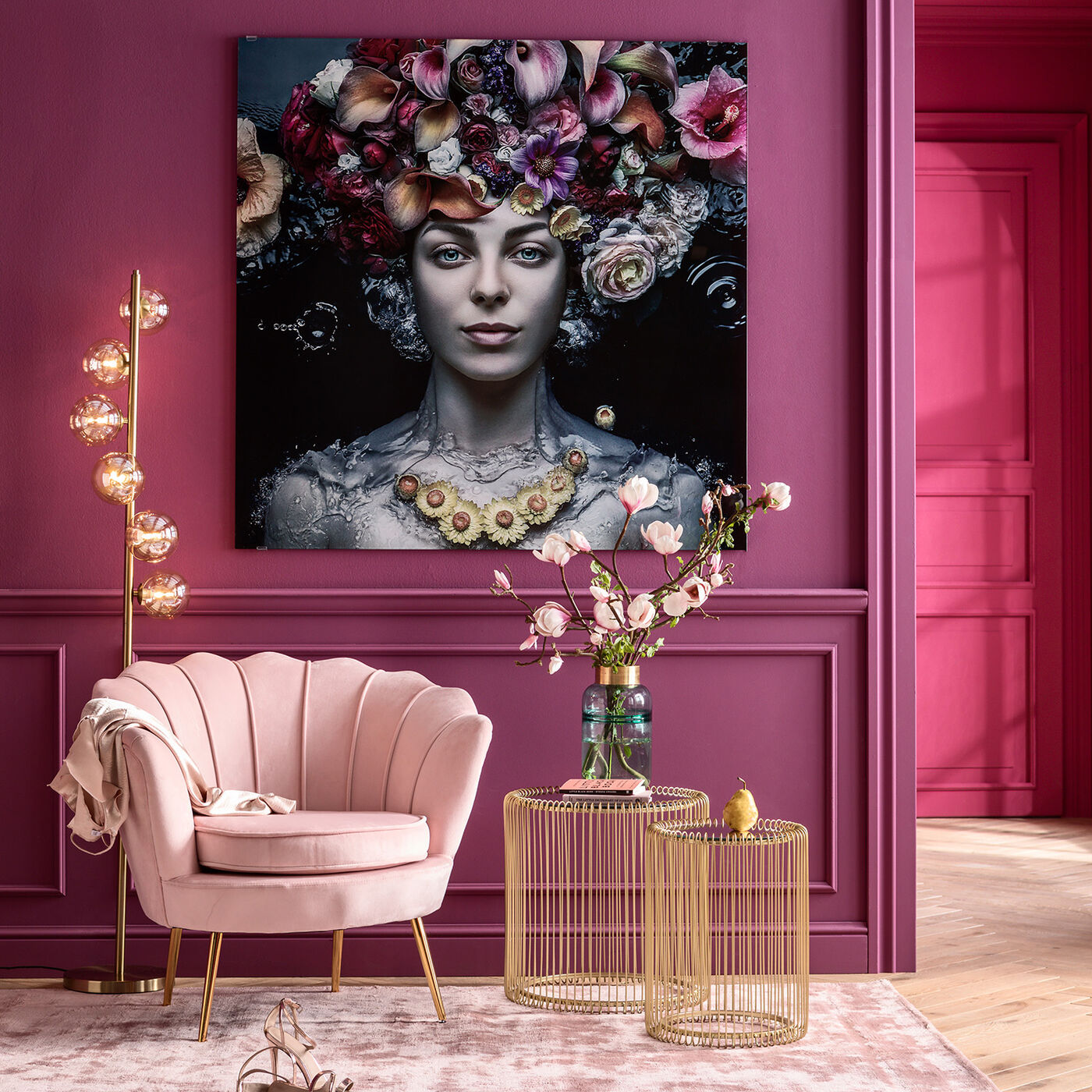 Picture Glass Flower Art Lady 120x120cm - KARE Canada