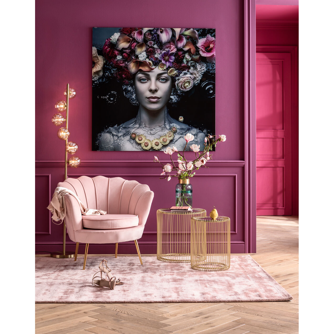 Picture Glass Flower Art Lady 120x120cm - KARE Canada