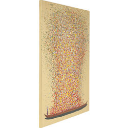 Cuadro Touched Flower Boat oro rojo 80x100cm
