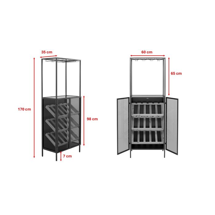 Weinregal Porto Bar Greige 60x170cm