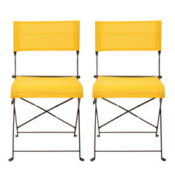 Foldable Chair Balcony Yellow (2/Set)