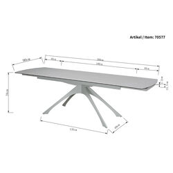 Ausziehtisch Lana Greige 180(40+40)x90cm