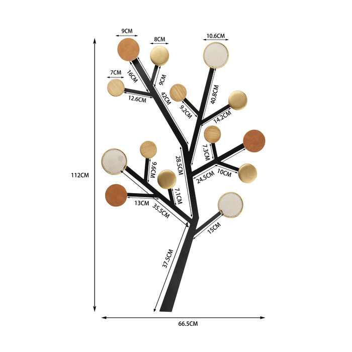 Wandgarderobe Bubble Tree Metallic 112cm