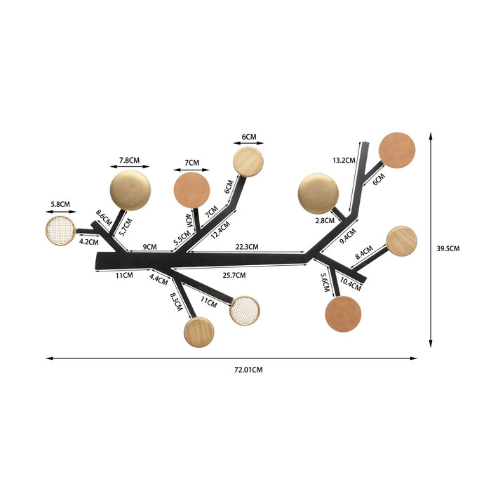 Wandgarderobe Bubble Tree Metallic 40cm