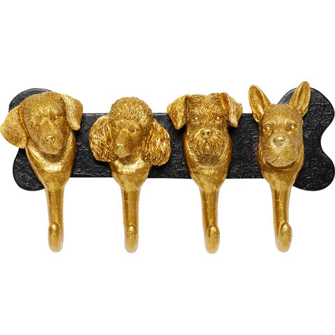Perchero pared Dog Family Dorado 31cm