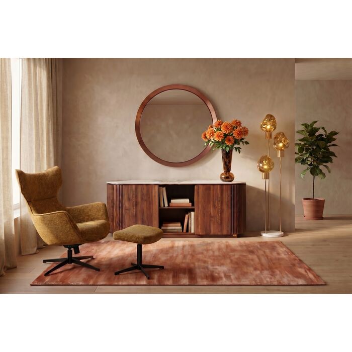 Swivel Armchair + Hocker Jules Yellow