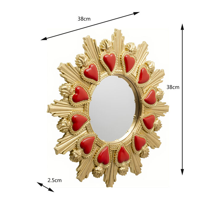 Wall Mirror Flaming Heart Ø39cm