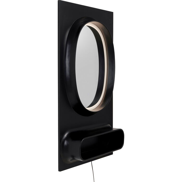 Wandspiegel Aero LED Schwarz 80x141cm