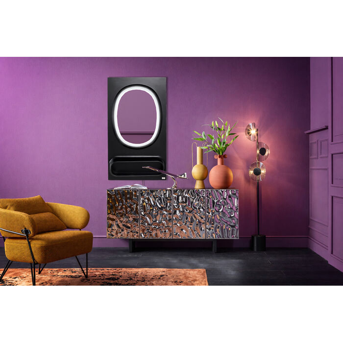 Wandspiegel Aero LED Schwarz 80x141cm