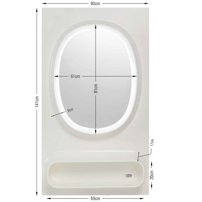 Wandspiegel Aero LED Weiß 80x141cm
