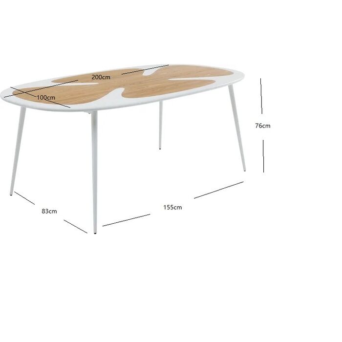 Tavolo Petal Nature bianco 200x100cm
