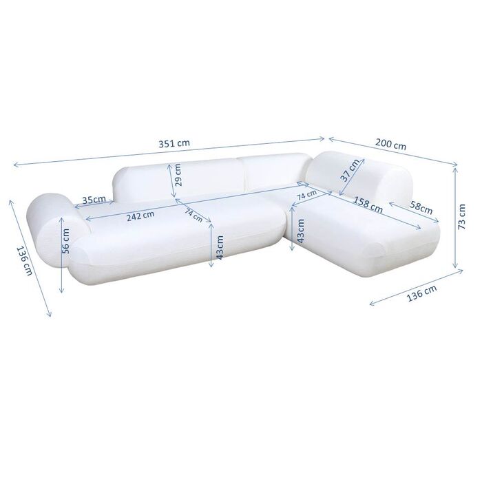 Ecksofa Soft Edge Rechts Weiß