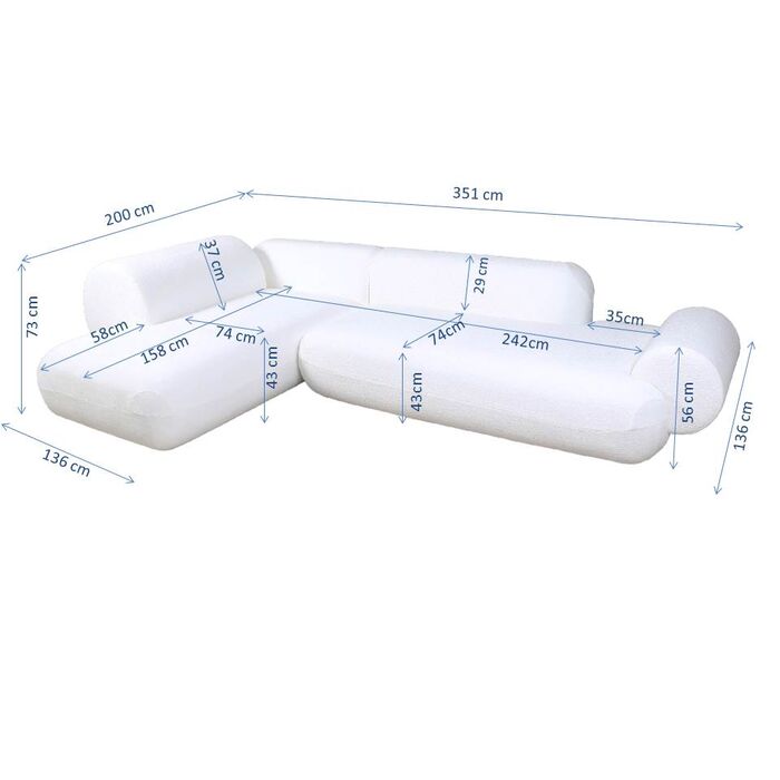 Ecksofa Soft Edge Links Weiß
