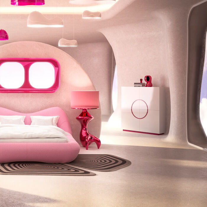 Schrank Tresor Weiß Pink 160x166cm