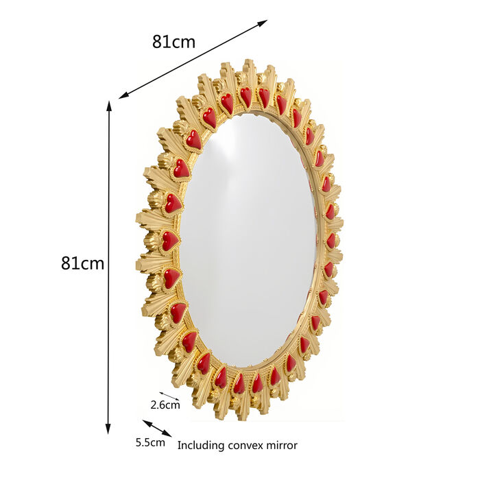Wall Mirror Flaming Heart Ø81cm