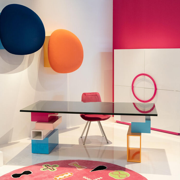 Schreibtisch Pixel mit Glasplatte 200x90cm