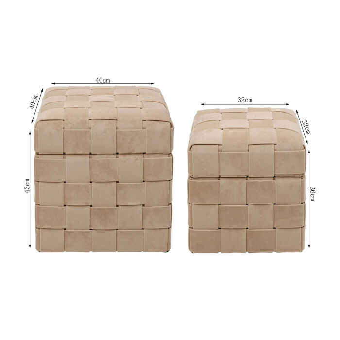 Taburete almacenaje Weave Beige (2/Set)