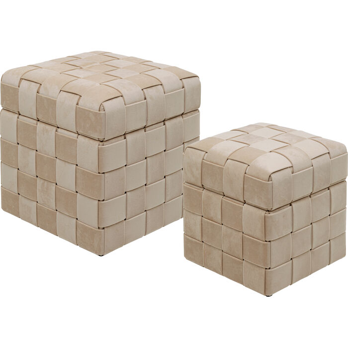 Truhenhocker Weave Beige (2/Set)
