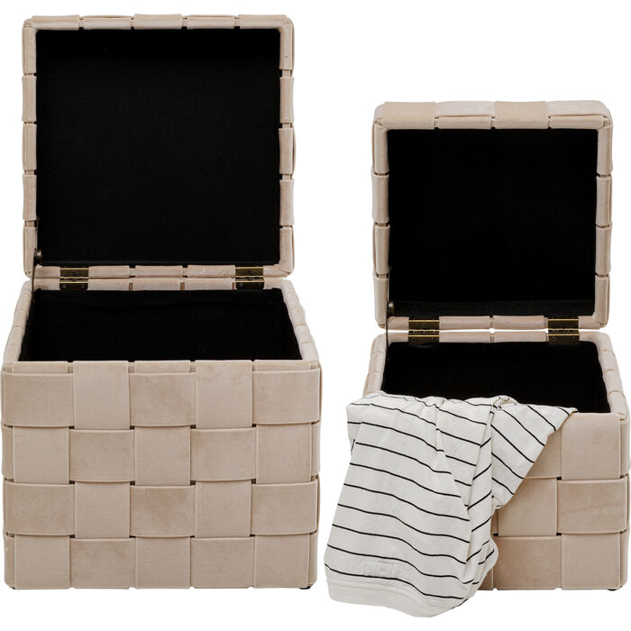 Truhenhocker Weave Beige (2/Set)