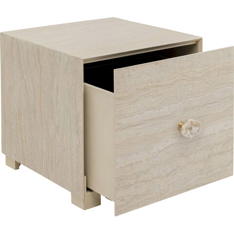 Mesa auxiliar Travertino Drawer 45x45cm