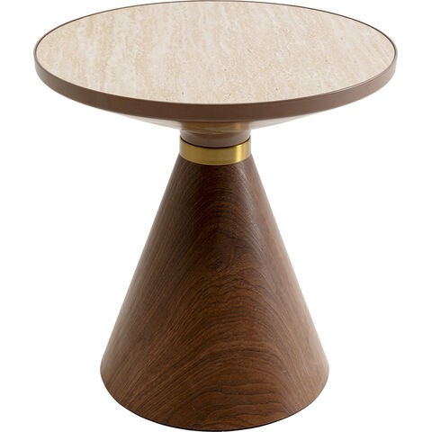 Table d appoin Cono noyer-travertin Ø50cm