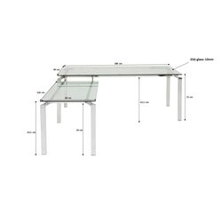 Schreibtisch Lorenco Chrom Winkelcombi 210x180cm