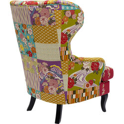 Fauteuil à oreilles Patchwork rouge