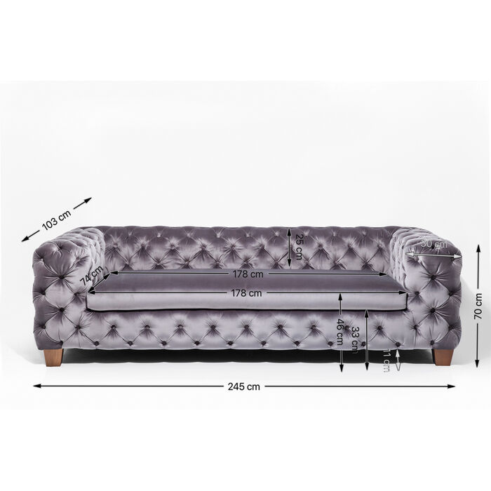 Sofa Desire 3-Sitzer Silbergrau