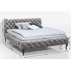 Bed Desire Velvet Silver Grey 160x200 cm