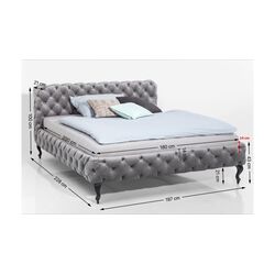 Bett Desire Velvet Silbergrau 180x200 cm
