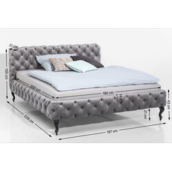 Letto Desire 180x200cm velluto grigio argento