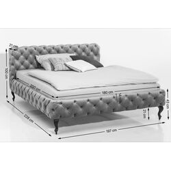 Bed Desire Velvet Silver Grey 180x200 cm