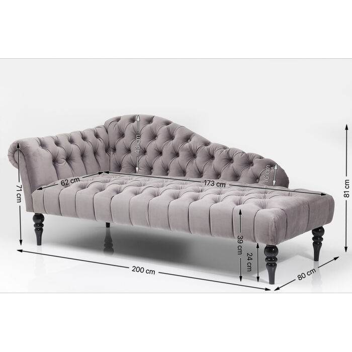 Recamiere Desire Velvet Silbergrau