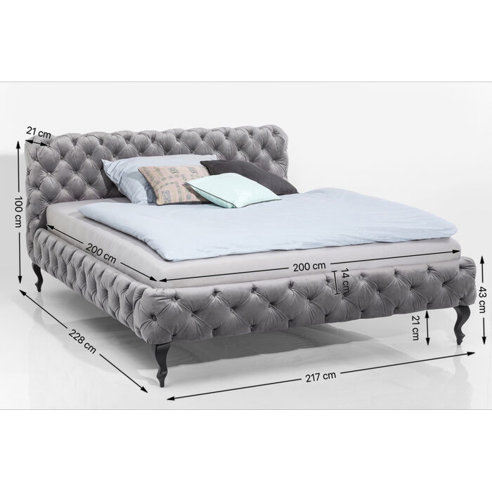 Bett Desire Velvet Silbergrau 200x200cm