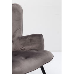 Fauteuil Black Vicky velours gris