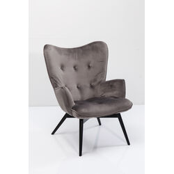 Armchair Black Vicky Velvet Grey