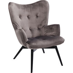 Fauteuil Black Vicky velours gris