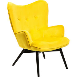 Fauteuil Black Vicky velours jaune