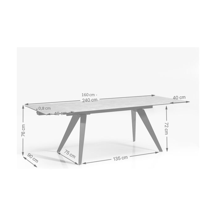 Tavolo estensibile Amsterdam scuro 160(40+40)x90cm