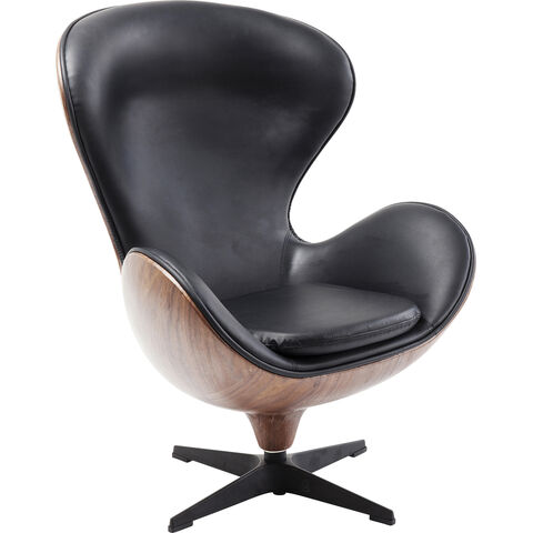 Swivel Armchair Lounge Black Walnut