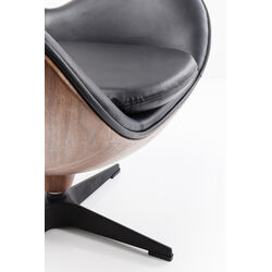 Fauteuil pivotant Lounge noir-noyer