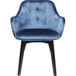 83409 Chair with Armrest Black Lady Velvet Blue