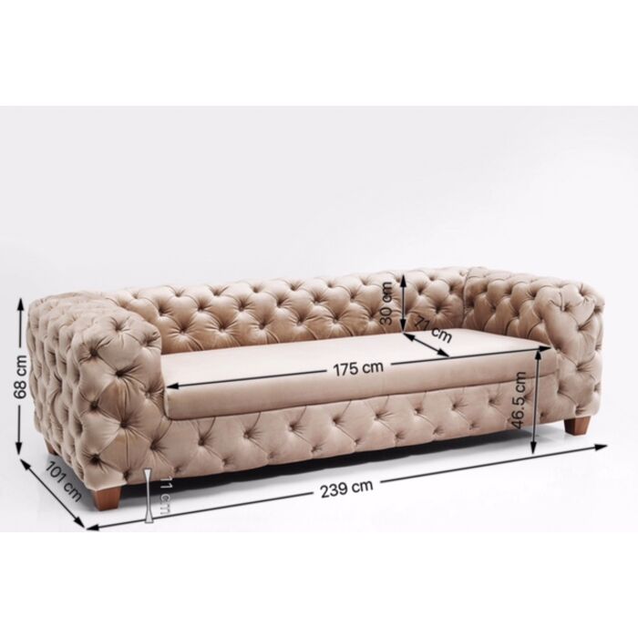 Sofa Desire 3-Sitzer Velvet Ecru
