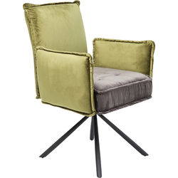 Sedia girevole con braccioli Chelsea verde