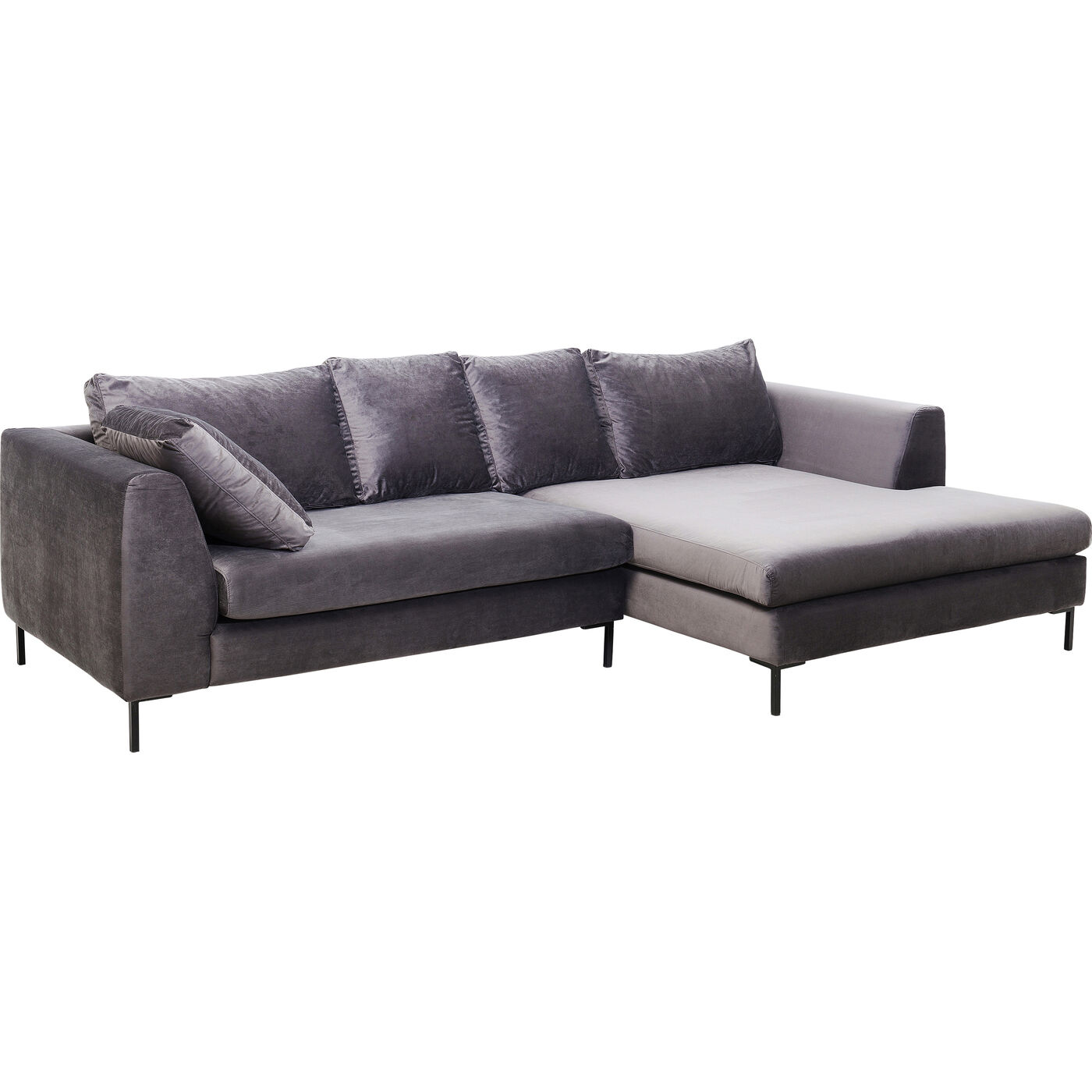 Corner Sofa Gianni Velvet Grey Right Black KARE USA
