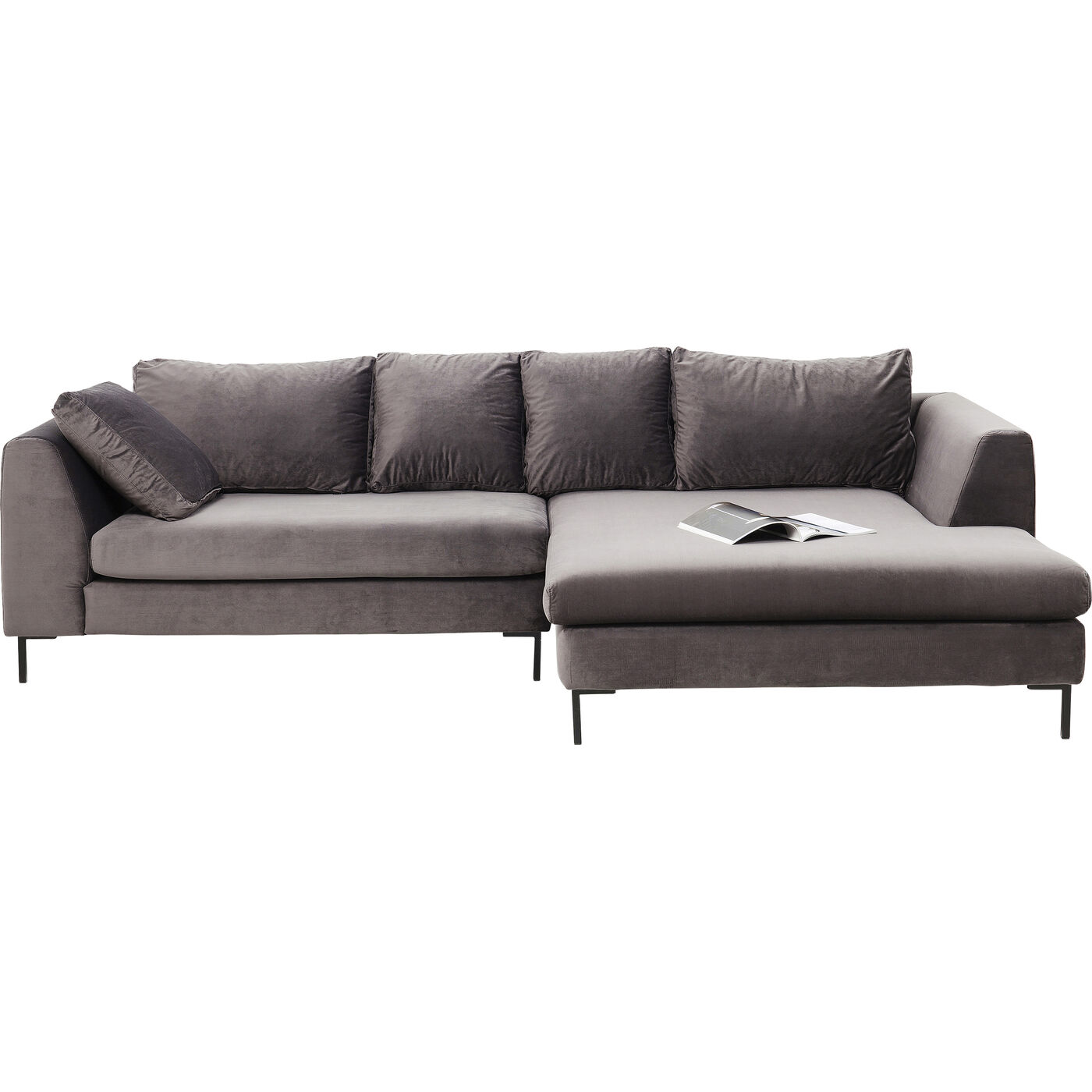 Corner Sofa Gianni Velvet Grey Right Black KARE USA